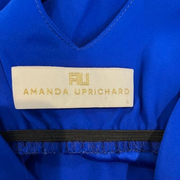 Amanda Uprichard Silk Royal Blue Sleeveless Dress Crisscross Back Size Large - Picture 3 of 9